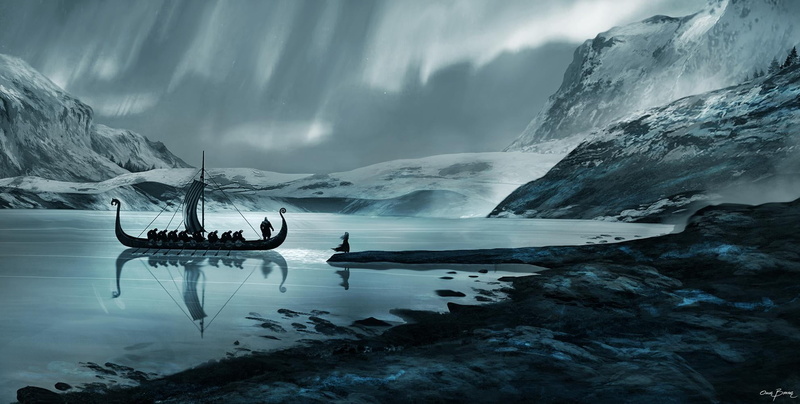fantasy art, longships, artwork, ship, 1080P, Vikings