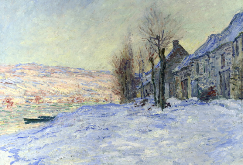 nature, covering, landscape, outdoors, scenics - nature, building exterior, Claude Monet, winter, built structure, bare tree, 1080P, tranquil scene, cold temperature
