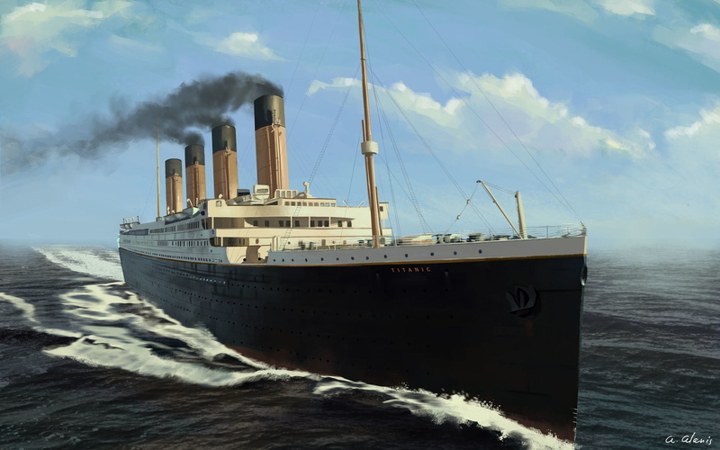 by Arturo Alanís, Cruise liner, Arturo Alanís, Nose, Painting, Sea, The ship, RMS Titanic, Figure, 1080P, Rendering, The ocean, Titanic, Tank, White Star