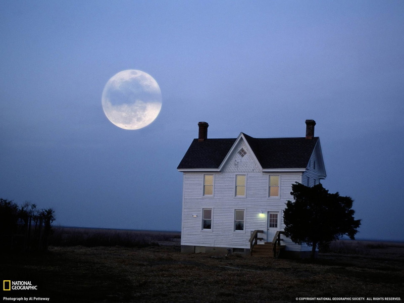 house, architecture, dusk, moon, tree, landscape, building exterior, scenics - nature, night, land, plant, full moon, sky, chesapeake, geographic, wallpa