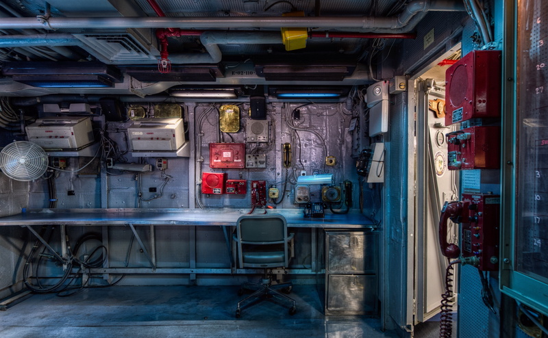 Vessel, absence, built structure, art, blue light, large group of objects, lighting equipment, uss, Aircraft Carrier, no people, indoors, day, building
