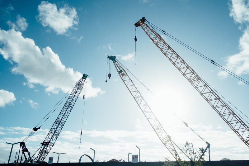 tall - high, construction, harbor, nature, transportation, crane, cargo container, low angle view, machinery, construction site, commercial dock, architecture