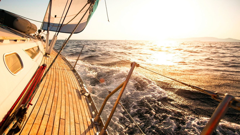 transportation, luxury, sky, sunshine, sun, sailing yacht, sea, beauty in nature, 1080P, ocean, travel, sailboat, calm, shipboard, horizon over water