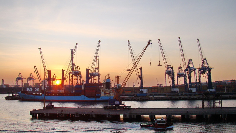 near, container, port of ambarli, le soleil, industry, architecture, business, le port grues, cranes, port cranes, 2K, Port, pier, blue, ambarli port