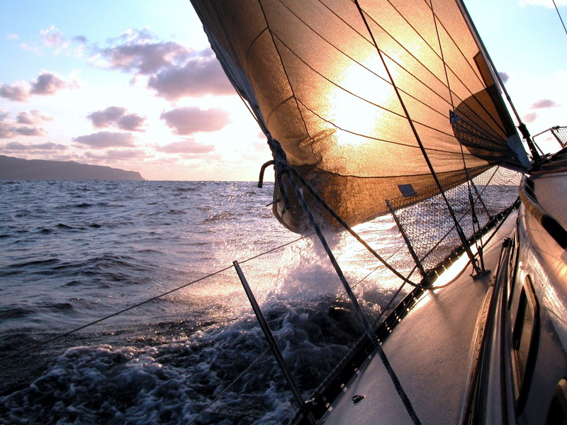 dusk, sunrise, boat, no People, vacations, sails, wind, transportation, beauty in nature, wave, widescreen, journey, mode of transportation