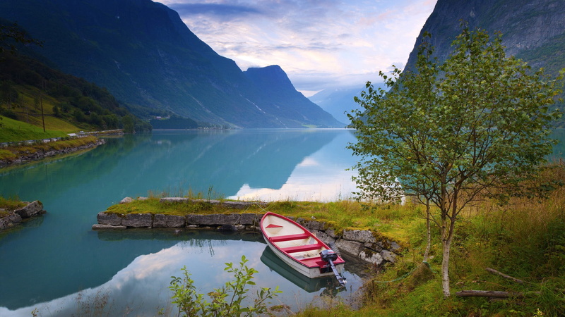 journey, mountain Range, summer, 1080P, tranquil Scene, no People, landscape, nautical Vessel, blue, mountain Peak, boat, hiking, beauty In Nature, mode of transportation