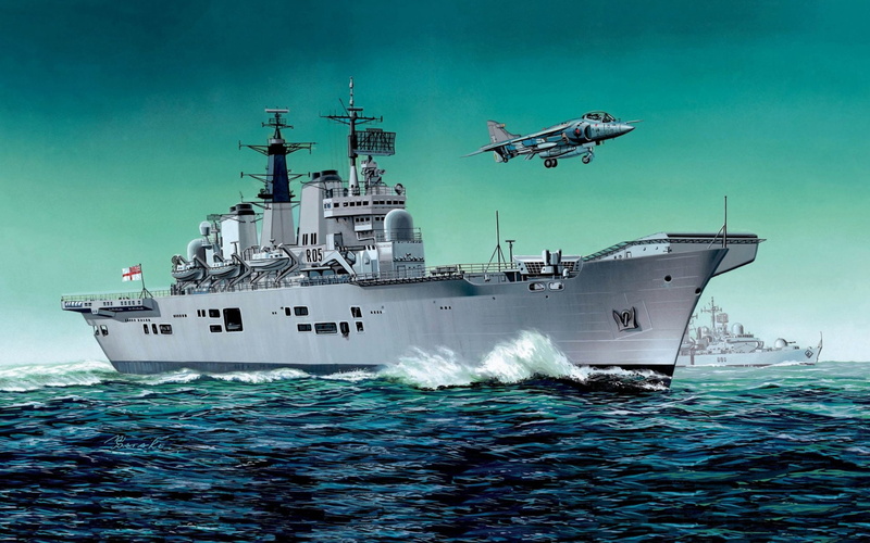 Royal Navy, Warships, HMS Invincible (R05), Aircraft Carrier, 1080P, Warship