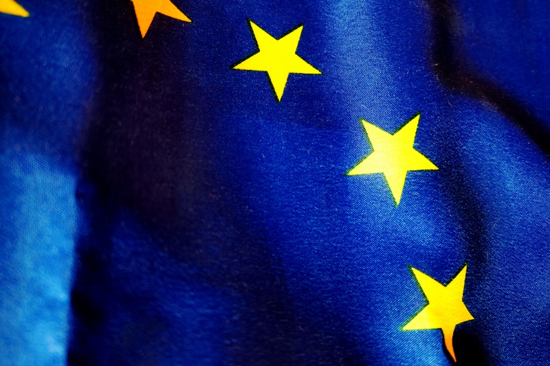 blue, banner, euro flag, standard, arrival, 5K, no people, communication, politics, star shape, yellow, star - space, transparent, characters, sky occident
