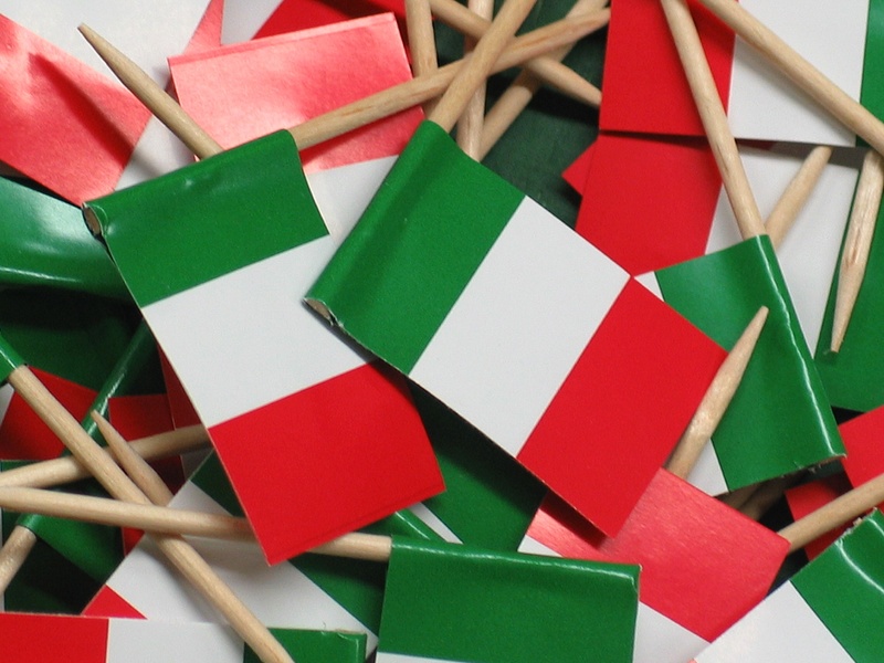 white, close-up, paper, spit, paper banner, red, deco, table, flags and pennants, green, wooden skewer, party, directly above, large group of objects, multi colored