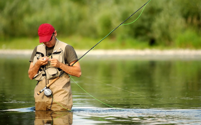 holding, leisure Activity, fly-fishing, nature, river, copy Space, freshwater Fishing, s, outdoors, uniform, vacations, rod, men, catching, caucasian Ethnicity