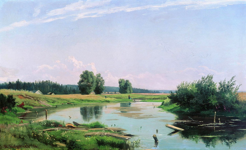 picture, Landscape with a Lake, canvas, Ivan Shishkin, oil, 1080P, nature