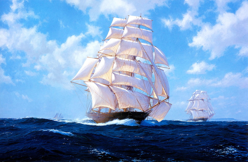 J. Steven Dews, waterfront, cloud - sky, wave, horizon, the sky, outdoors, sailing, yacht, mode of transportation, brown, no people, galleon, sailboat