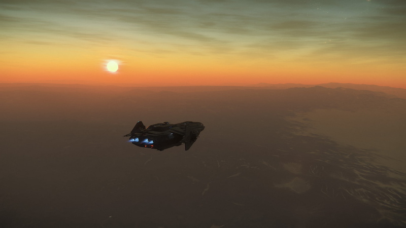 1080P, Anvil Carrack, anvil aerospace, Robert Space Industries, sunrise, space, Star Citizen, Gaming Series, stars, Stanton