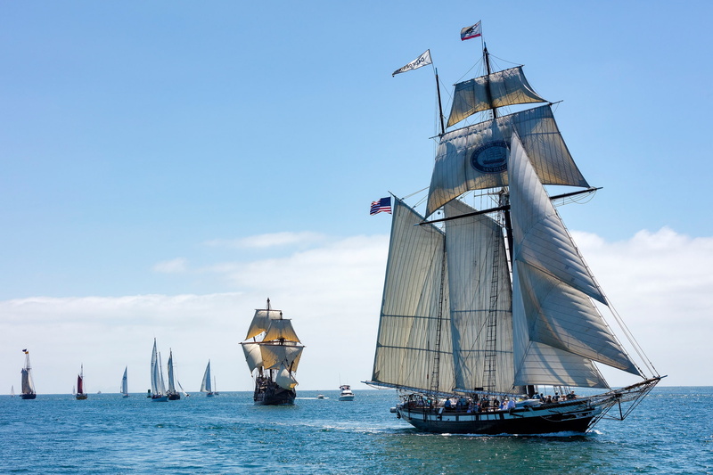 1080P, sea, sailboats, San Diego Bay, yachts, CA, schooner, Californian, Bay San Diego, California, Tall Ship Californian, sails