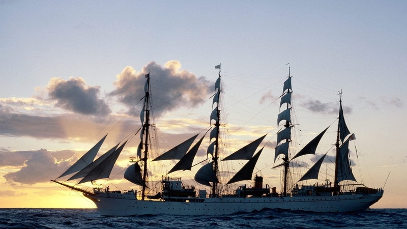 port, sea, nautical vessel, horizon, cloud, sailing, mode of transportation, schooner, ship, boat, vacation, pole, cloud - sky, water, sky, vessel, no people