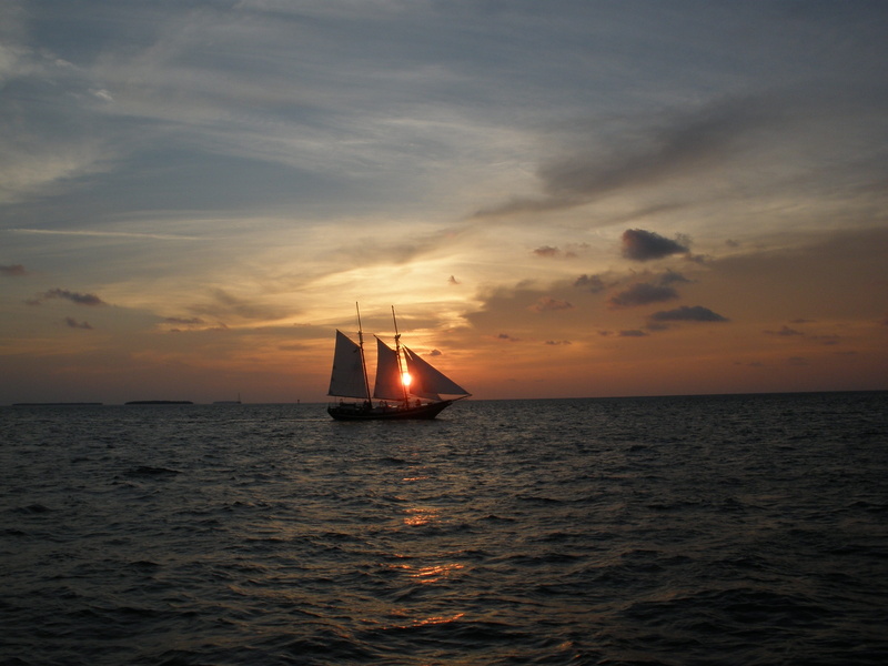 orange color, beauty in nature, sail, tranquil scene, horizon over water, tranquility, horizon, summer, mode of transportation, travel Locations, Schooner