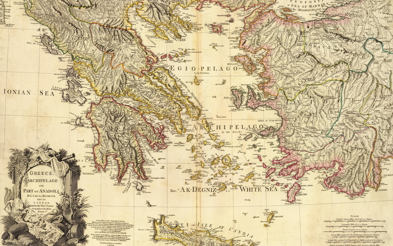Louis Stanislas darcy the Delaroche, Louis Stanislas dArcy Delarochette, Archipelago and part of Anadoli, Map Of Greece, 8K, 1791, Greece, old maps