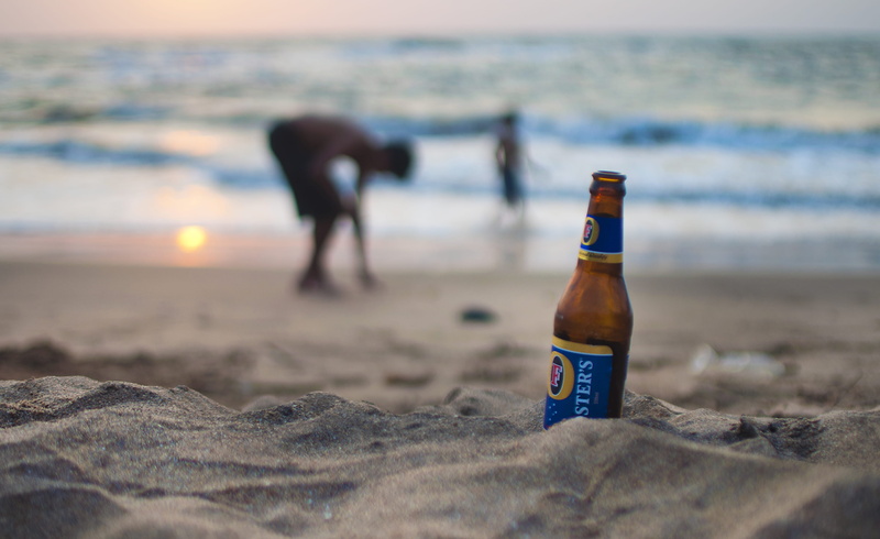 bottle, seascape, people, waves, incidental people, beer, shore, sand, ocean, alcohol, water, seaside, leisure activity, oceanside, nature, sunrise, sea