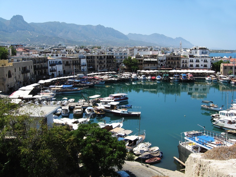 ship, transportation, northern, day, built structure, mountain, sea, landmark, nature, daytime, building, mediterranean, view, kyrenia, vacation, cyprus