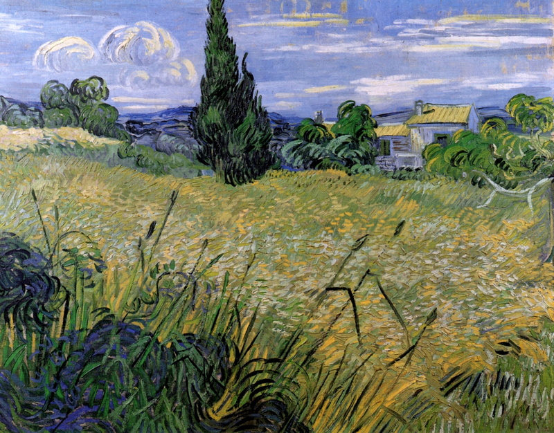 Green, Wheat Field, Vincent van Gogh, 2K, with Cypress