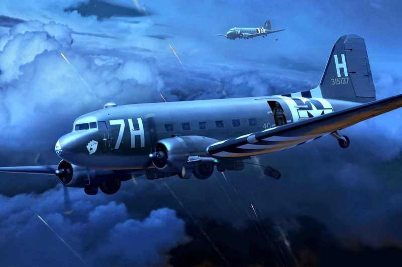 USA, Skytrain, D-Day 6th June 1944, WWII, Douglas, Band of invading, 1080P, Military transport aircraft, C-47
