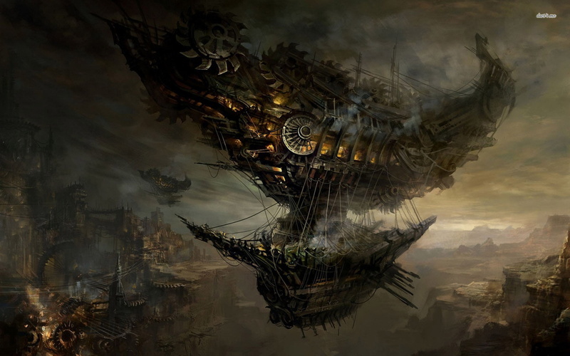animal themes, design, fantasy, plant, spooky, digital composite, architecture, flying ship, sky, old, nature, animal, abstract, dark, day, art and craft