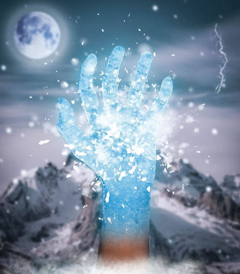 nature, one person, winter, ice, illuminated, snowing, mystic, human hand, snowy, digital composite, white, wolf, cold temperature, mountain, brightly lit