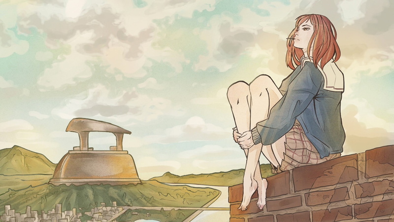 nature, day, women, sunlight, lifestyles, outdoors, cloud - sky, standing, anime, sky, architecture, ceramic, 1080P, white, young adult, real people, vase
