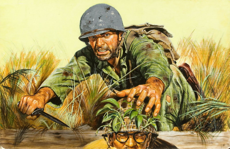 1080P, military, battle, soldiers, knife, painting, art, army, war