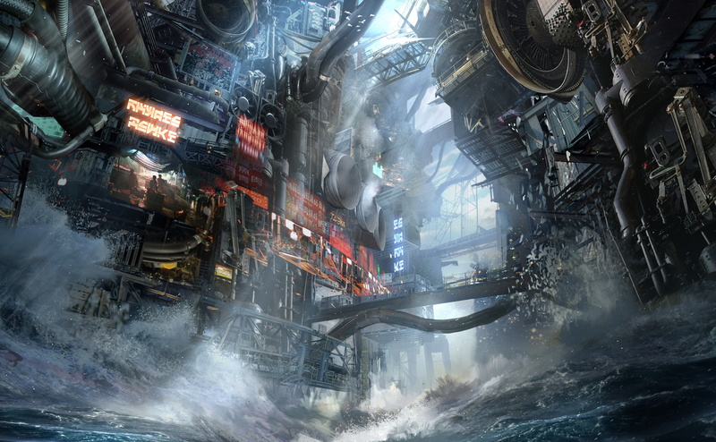 2013, video game, architecture, industrial equipment, day, equipment, mercenary, game, transportation, industry, illuminated, smoke - physical structure