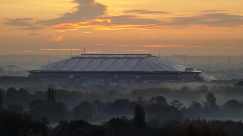 germany, beauty in nature, sunset, 4K, cloud - sky, tranquil scene, schalke, fog, built structure, sunrise, plant, morning, no people, scenics - nature