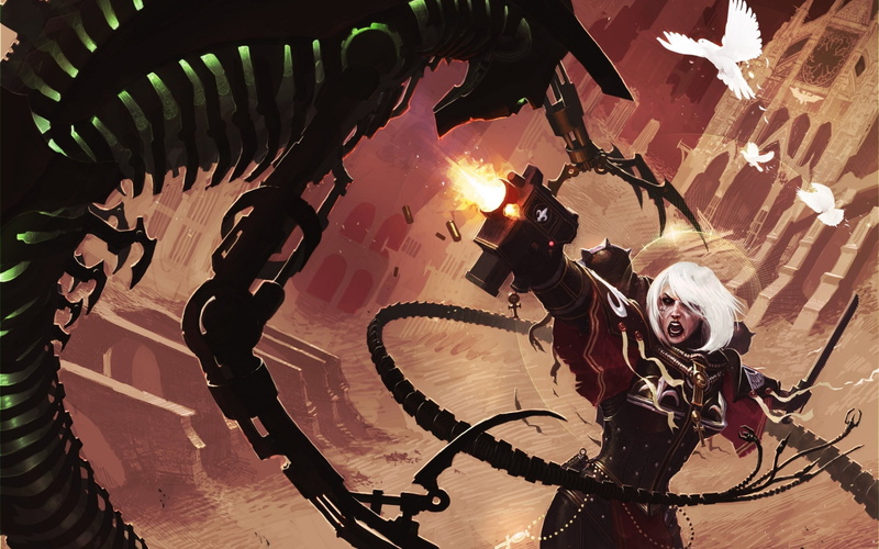 artwork, Aliens, Adepta Sororitas, robot, Futuristic, fantasy Art, Warhammer 40, 2880x1800 px, 2K