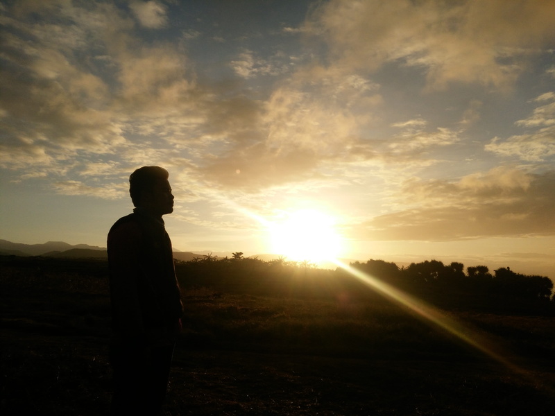 sun, leisure activity, timeline, field, sunset, real people, lifestyles, sky, one person, lens flare, scenics - nature, men, standing, land, contemplation