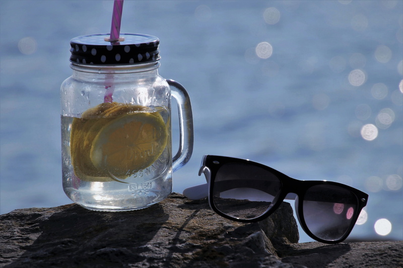 fashion, still life, table, liquid, refreshment, the drink, no people, rock, focus on foreground, personal accessory, sunglasses, mug, desire, 5K, nature