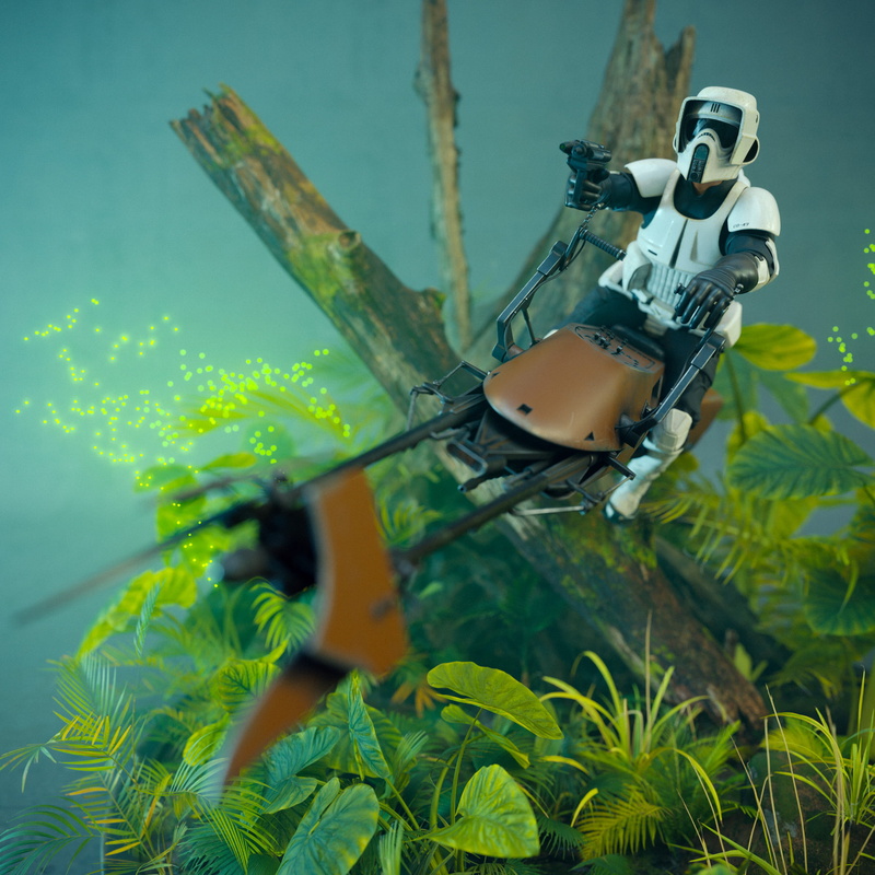 Star Wars, scout trooper, ArtStation, Imperial Forces, 1080P, toys, speeder bike, action figures