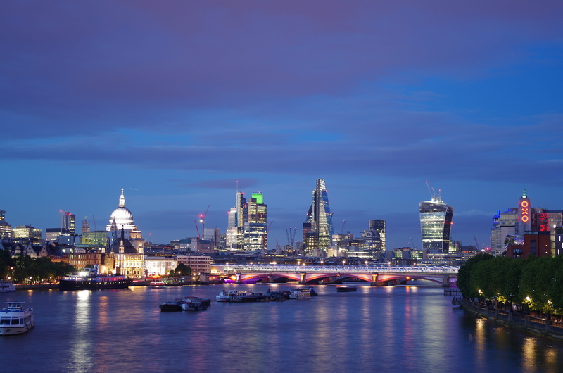 building Exterior, City Of London, sky, dusk, financial district, built Structure, ferris wheel, landscape, no people, london, tall - high, architecture