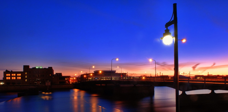 transportation, contemporary, night, sky, bridge, district, tourism, blue, design, 4K, building exterior, town, streetlight, business, architecture, sunset