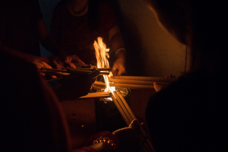 dark, burning, heat - temperature, 17 waterloo st, occupation, incense, human body part, men, worship, ritual, joss, stick, human hand, midsection, hand