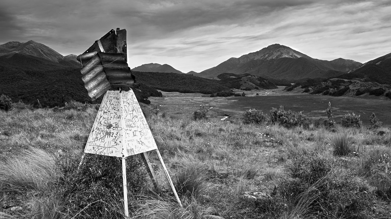 spacious, outdoors, bush, vandalised, takitimu mountains, mountain peak, landscape, land, new zealand, plant, waterloo burn, names, field, no people, river
