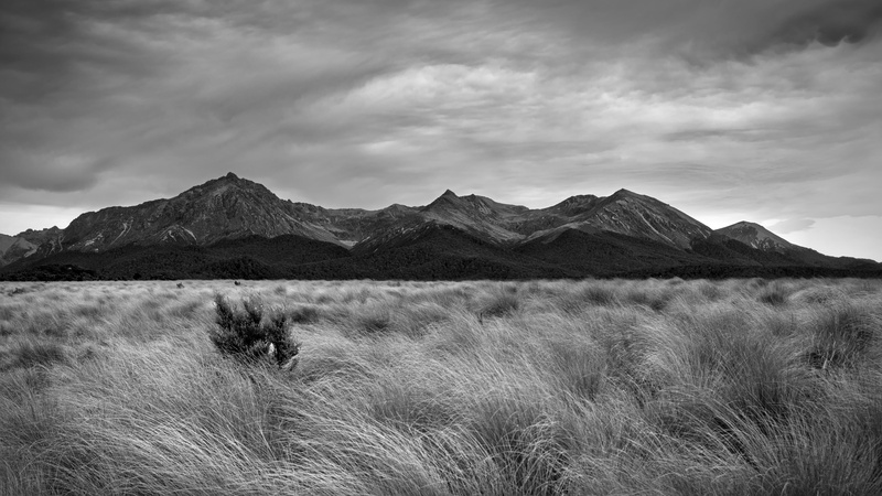 flats, field, gladstone peak, mountain, environment, non-urban scene, grey-scale, sky, nature, manuka, mountain peak, skyline, black and white, cloud - sky
