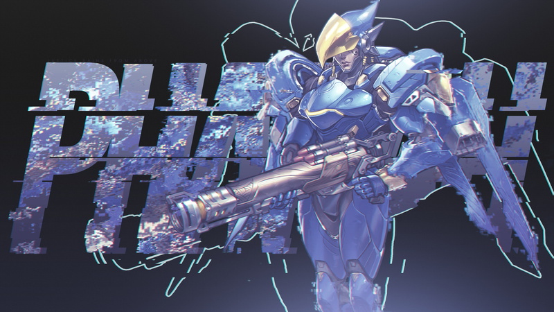 human representation, no people, representation, technology, arts culture and entertainment, night, Blizzard Entertainment, blue, Pharah (Overwatch), stage