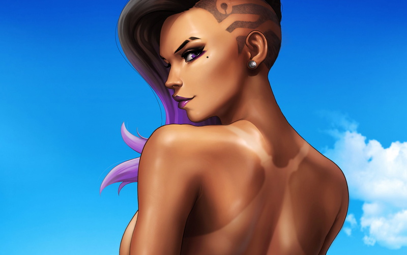 girl, look, tan, sky, hacker, the sky, Blizzard, Olivia Colomar, Overwatch, 2K, beautiful, Sombra