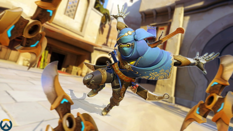 1080P, poster, Genji (Overwatch), no people, day, dragon, assassin, focus on foreground, place of worship, sculpture, craft, ornate, built structure, human representation