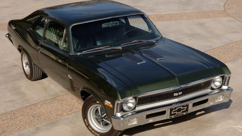 sunlight, parking, wheel, reflection, metal, retro styled, vintage car, car, Chevrolet Nova, high angle view, mode of transportation, outdoors, day, no people