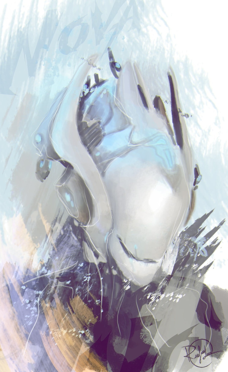 frozen food, day, Nova (Warframe), melting, digital art, close-up, glass - material, frozen, Nova, food and drink, blue, indoors, digital composite, plastic