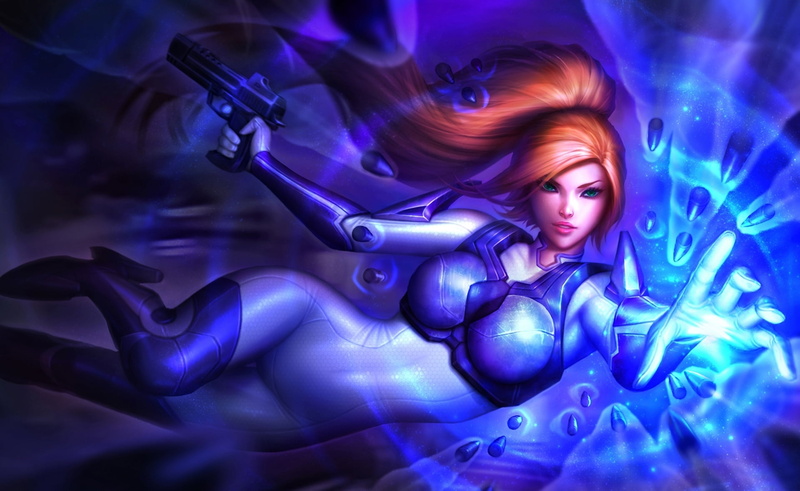 nova terra, purple, bullets, 1080P, beautiful woman, cyborg, hair, guns, young adult, blue, StarCraft, beauty, females, nightlife, chest, robot, arts culture and entertainment