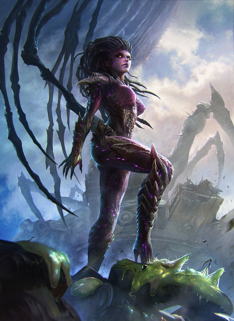Queen of Blades, Sarah Kerrigan, women, artwork, Starcraft II, 720P, StarCraft, digital art, sword, video games, portrait, Kerrigan