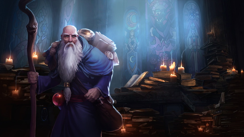 video games, standing, place of worship, books, beard, Deckard Cain, built structure, men, digital art, Blizzard Entertainment, night, real people, candle