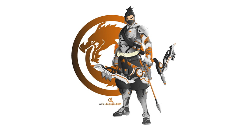 minimalism, Genji (Overwatch), Shimada, Blizzard Entertainment, 1080P, Genji, Vector graphics, Overwatch, Hanzo (Overwatch)