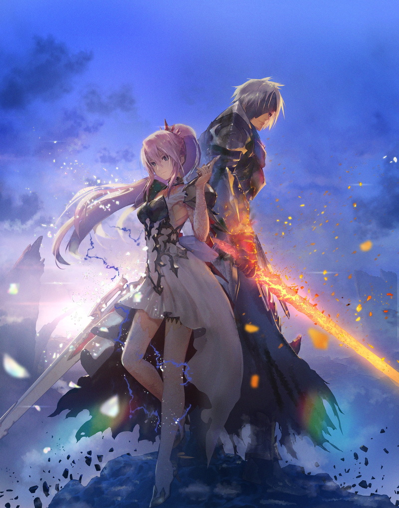 2K, white hair, ice, short hair, ash, dress, smoke, sword, crown, long hair, armor, ponytail